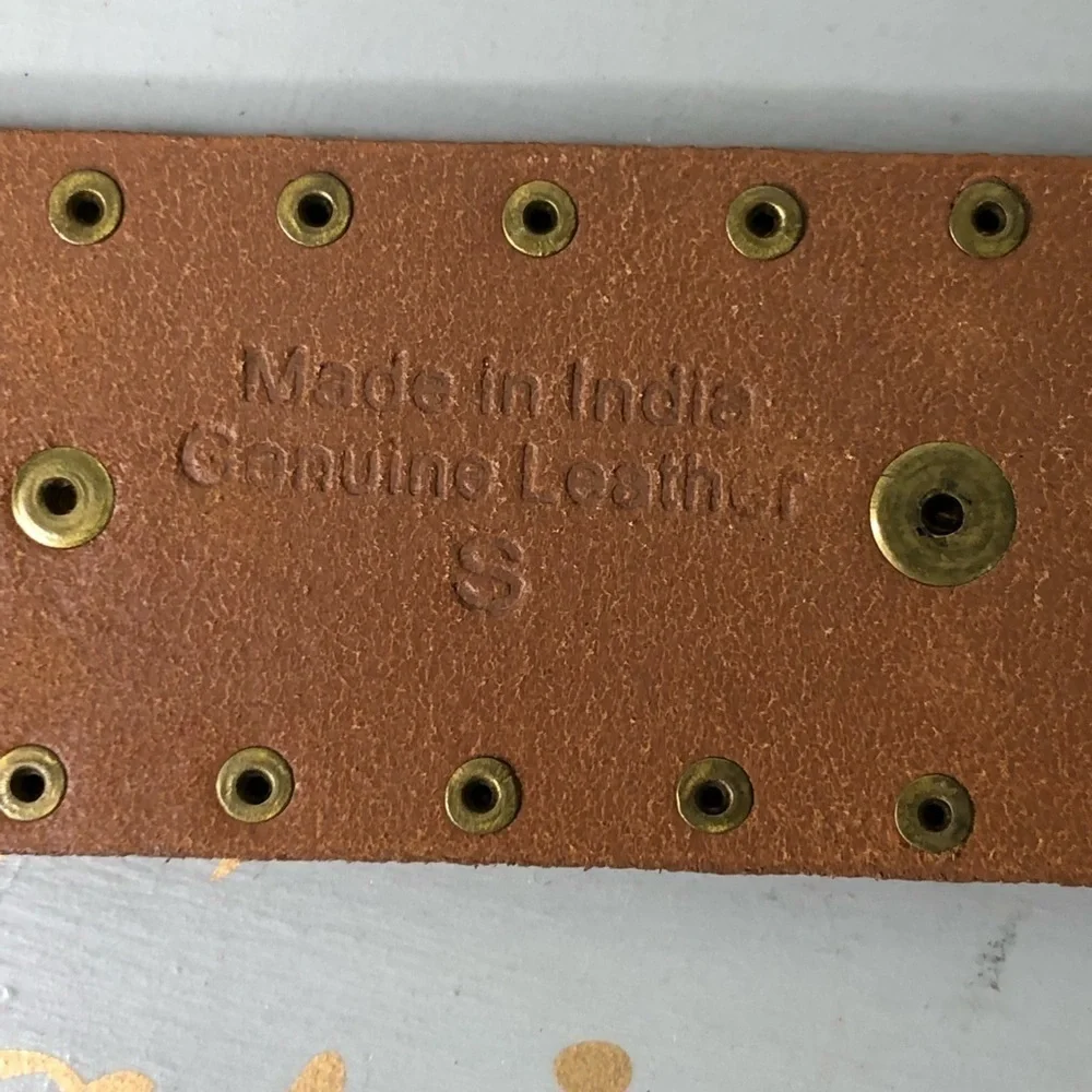 BOHO brown leather studded belt